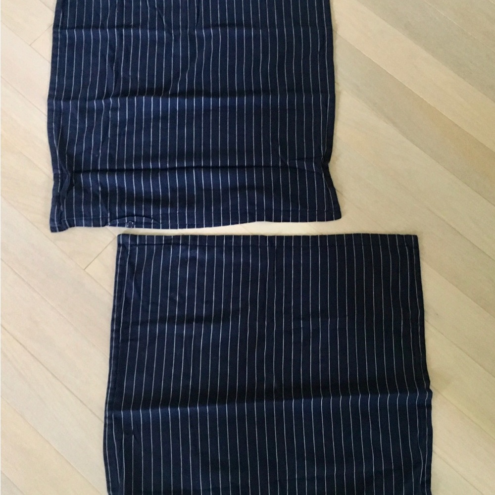 Ralph Lauren Blue Label Navy and White Pinstripe Accent Pillow Covers (Pair)